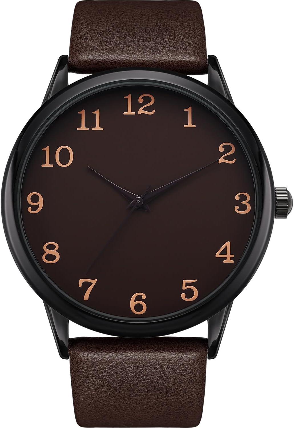 Mens classic watch with a leather strap